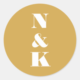 Minimalistisch Modern Monogram Geel Aangepast Trou Ronde Sticker