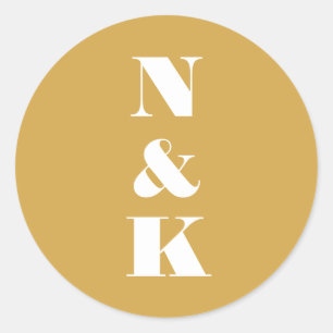 Minimalistisch Modern Monogram Geel Aangepast Trou Ronde Sticker