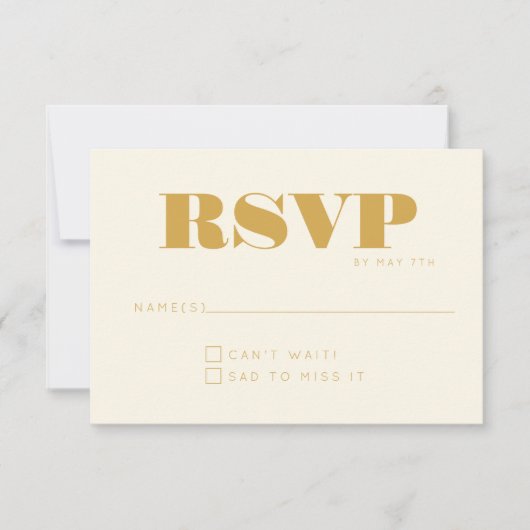 Minimalistisch modern monogram geel chic Wedding R RSVP Kaartje (Voorkant)