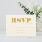 Minimalistisch modern monogram geel chic Wedding R RSVP Kaartje (Staand voorkant)