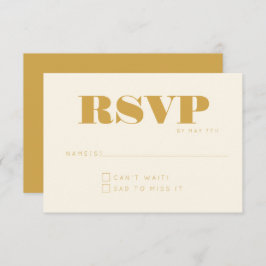 Minimalistisch modern monogram geel chic Wedding R RSVP Kaartje