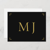 Minimalistisch Modern Monogram Goud Zwart Notitiekaartje (Voorkant / Achterkant)