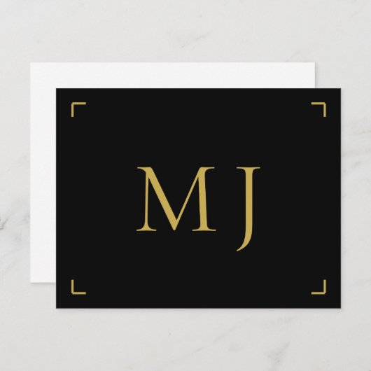 Minimalistisch Modern Monogram Goud Zwart Notitiekaartje (Voorkant / Achterkant)