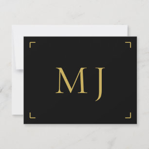 Minimalistisch Modern Monogram Goud Zwart Notitiekaartje