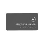 Minimalistisch modern monogram grijs retouradres etiket (Voorkant)