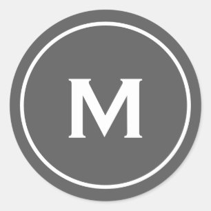 Minimalistisch modern monogram grijs ronde sticker