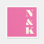 Minimalistisch Modern Monogram Heet Roze Bruiloft Servet (Voorkant)