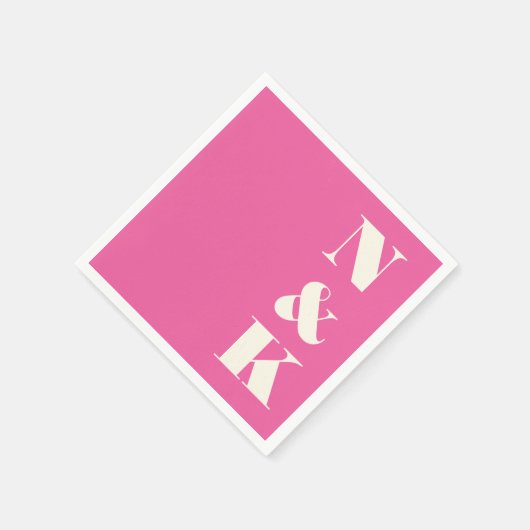 Minimalistisch Modern Monogram Heet Roze Bruiloft Servet (Hoek)