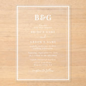 Minimalistisch Modern Monogram Huwelijk Clear Acryl Uitnodigingen (Voorkant)