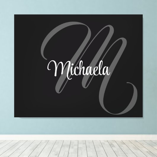 Minimalistisch modern monogram initiaal canvas afdruk (Insitu (Houten vloer))
