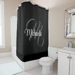 Minimalistisch modern monogram initiaal douchegordijn