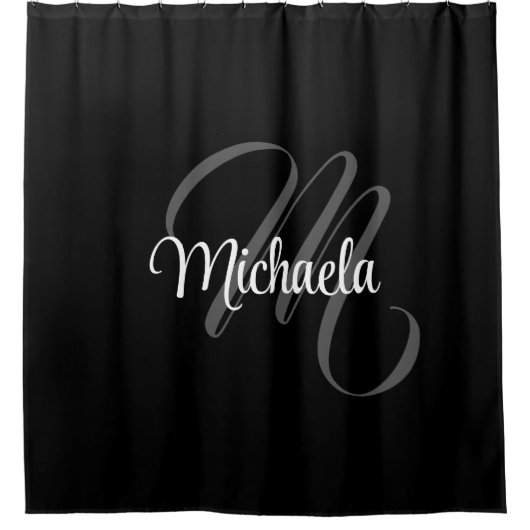 Minimalistisch modern monogram initiaal douchegordijn (Voorkant)