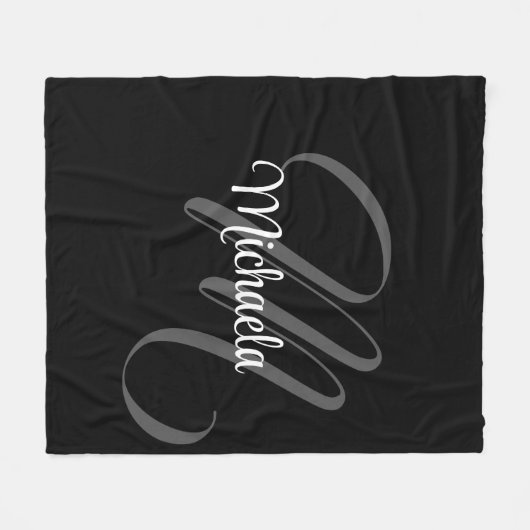 Minimalistisch modern monogram initiaal fleece deken (Voorkant (Horizontaal))