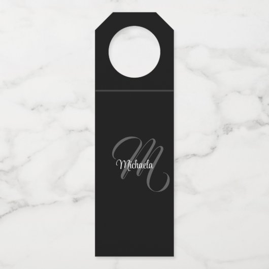 Minimalistisch modern monogram initiaal flessenhanger (Voorkant)
