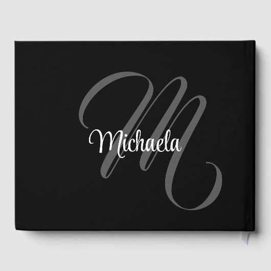 Minimalistisch modern monogram initiaal gastenboek (Achterkant)