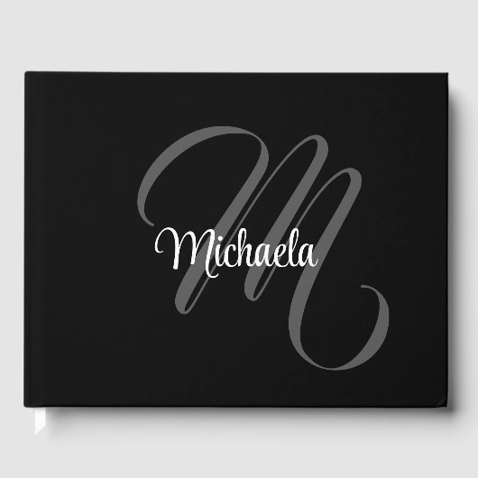 Minimalistisch modern monogram initiaal gastenboek (Voorkant)