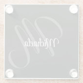 Minimalistisch modern monogram initiaal glazen onderzetter (Achterkant)