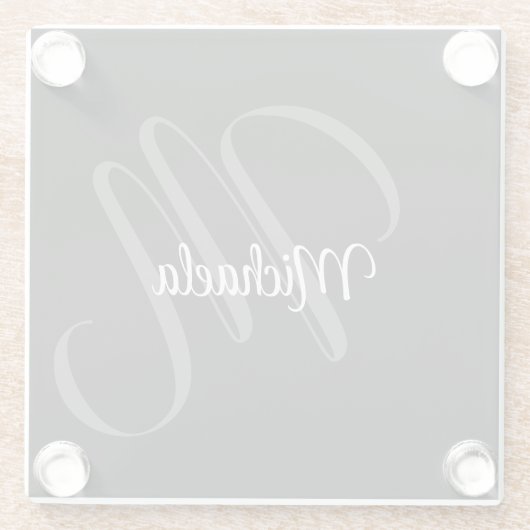 Minimalistisch modern monogram initiaal glazen onderzetter (Achterkant)