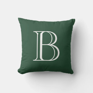 Minimalistisch modern monogram initiaal groen & wi kussen