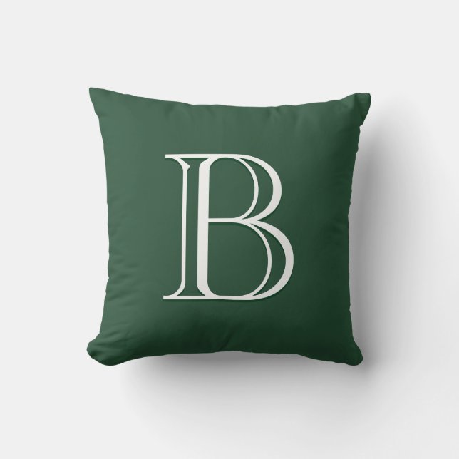 Minimalistisch modern monogram initiaal groen & wi kussen (Voorkant)