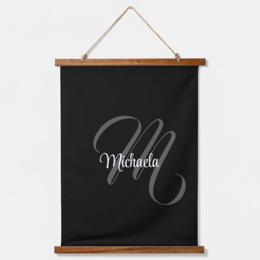 Minimalistisch modern monogram initiaal hangend wandkleed (Voorkant)