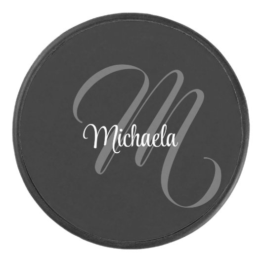 Minimalistisch modern monogram initiaal hockey puck (Voorkant)