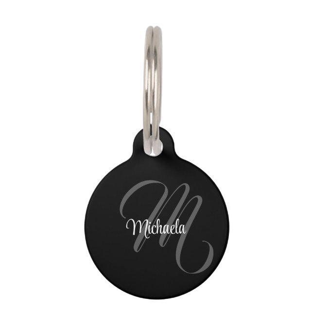 Minimalistisch modern monogram initiaal huisdierpenning (Voorkant)