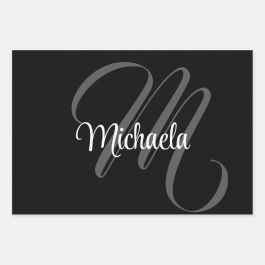 Minimalistisch modern monogram initiaal inpakpapier vel (Voorkant 3)