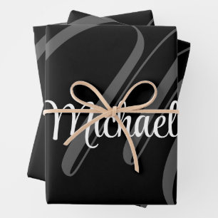 Minimalistisch modern monogram initiaal inpakpapier vel