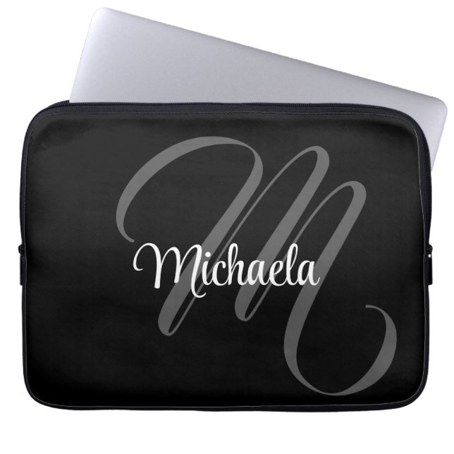 Minimalistisch modern monogram initiaal laptop sleeve (Voorkant)