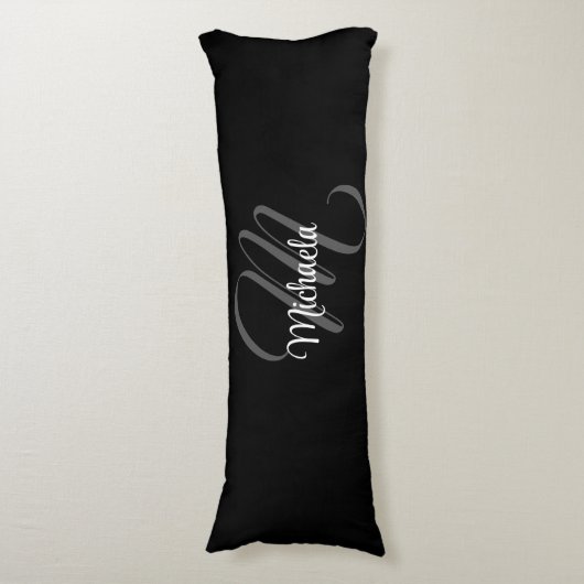 Minimalistisch modern monogram initiaal lichaamskussen (Voorkant Verticaal)