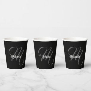 Minimalistisch modern monogram initiaal papieren bekers