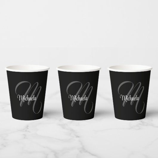Minimalistisch modern monogram initiaal papieren bekers (Multi)