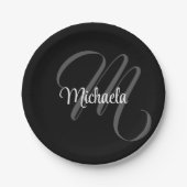 Minimalistisch modern monogram initiaal papieren bordje (Voorkant)