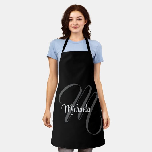 Minimalistisch modern monogram initiaal schort (Gedragen)