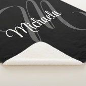 Minimalistisch modern monogram initiaal sherpa deken (3/4)