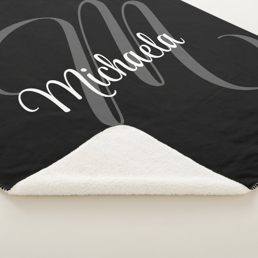 Minimalistisch modern monogram initiaal sherpa deken (3/4)