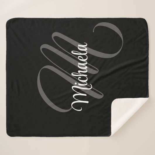 Minimalistisch modern monogram initiaal sherpa deken (Voorkant (horizontaal))