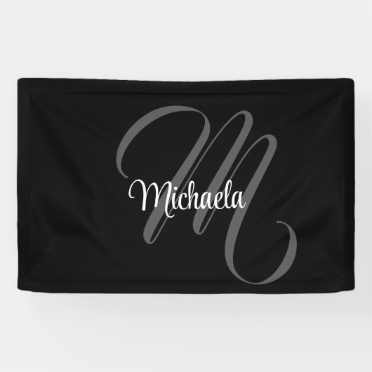 Minimalistisch modern monogram initiaal spandoek (Horizontaal)