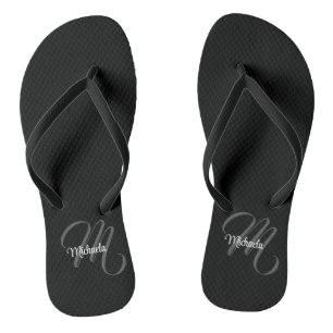 Minimalistisch modern monogram initiaal teenslippers