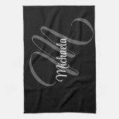 Minimalistisch modern monogram initiaal theedoek (Verticaal)