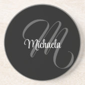 Minimalistisch modern monogram initiaal zandsteen onderzetter (Voorkant)