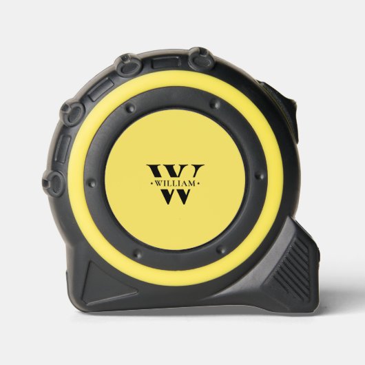 Minimalistisch modern monogram Initiaal zwart geel Rolmaat (Voorkant)
