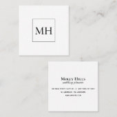 Minimalistisch modern monogram Initialen Monochroo Vierkante Visitekaartje (Voorkant / Achterkant)