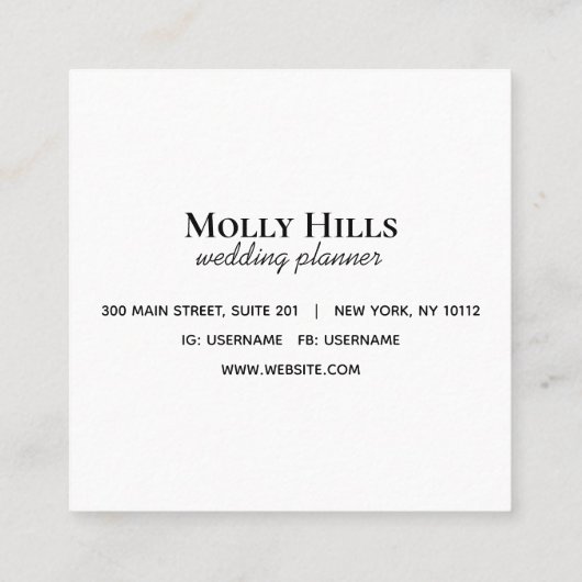 Minimalistisch modern monogram Initialen Monochroo Vierkante Visitekaartje (Achterkant)