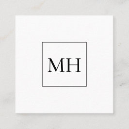 Minimalistisch modern monogram Initialen Monochroo Vierkante Visitekaartje