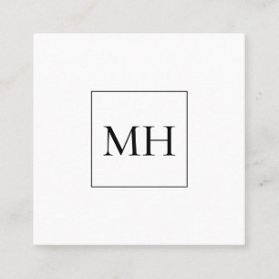 Minimalistisch modern monogram Initialen Monochroo Vierkante Visitekaartje