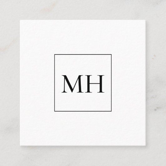 Minimalistisch modern monogram Initialen Monochroo Vierkante Visitekaartje (Voorkant)