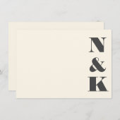 Minimalistisch Modern Monogram Ivoor Cream Bruilof Notitiekaartje (Voorkant / Achterkant)