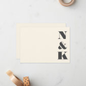 Minimalistisch Modern Monogram Ivoor Cream Bruilof Notitiekaartje (Voorkant / Achterkant in situ)
